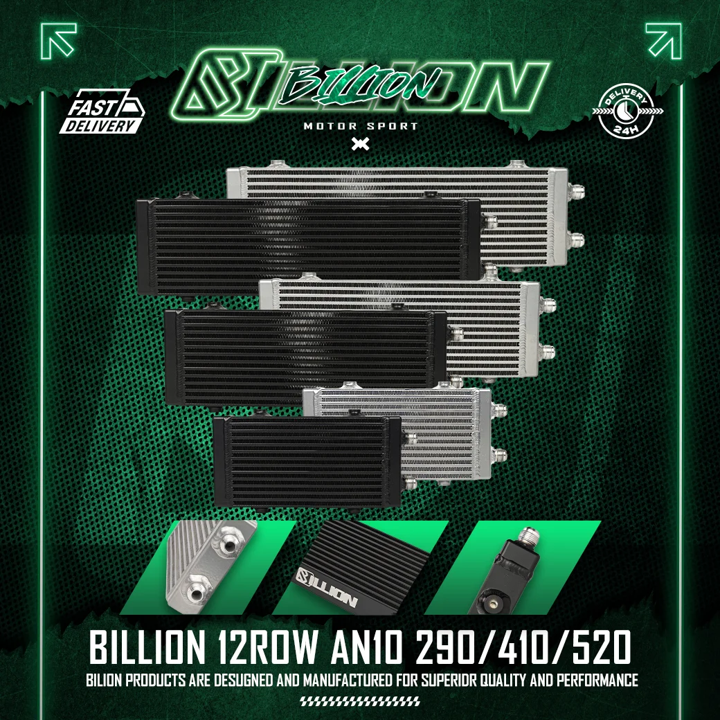 แผงออยคูลเลอร์ Billion 12Row AN10 Dual-Pass Universal (290x140x40mm.) BLACK