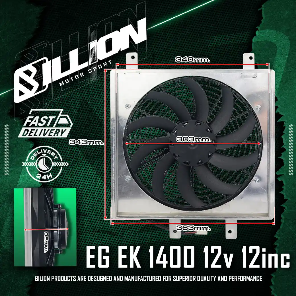 ชุดโครงพัดลมอลูมิเนียม Honda Civic EG EK + พัดลมไฟฟ้า Billion Flow 1400 12v 12นิ้ว