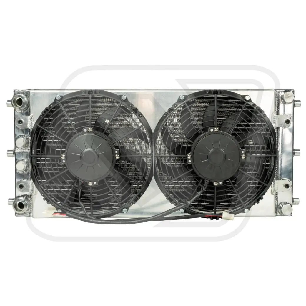 หม้อน้ำอลูมิเนียม Billion ใต้คาน 2 ช่องใหญ่ + พัดลม Flow900 10" (ดูด) | AN16 Universal สำหรับ EG EK ES EF